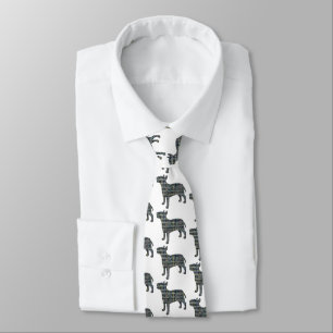 Bull Terrier English Yellow & Blue Gridlines White Neck Tie