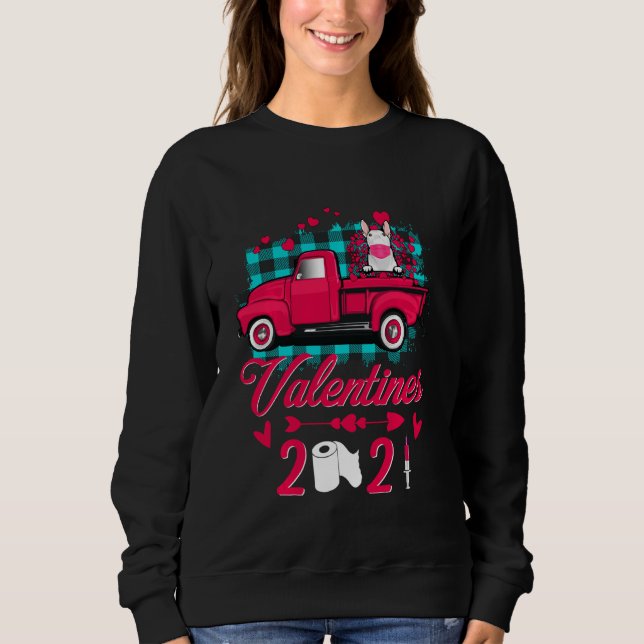 Bull Terrier Face Mask Valentines Day 2021 Truck D Sweatshirt (Front)