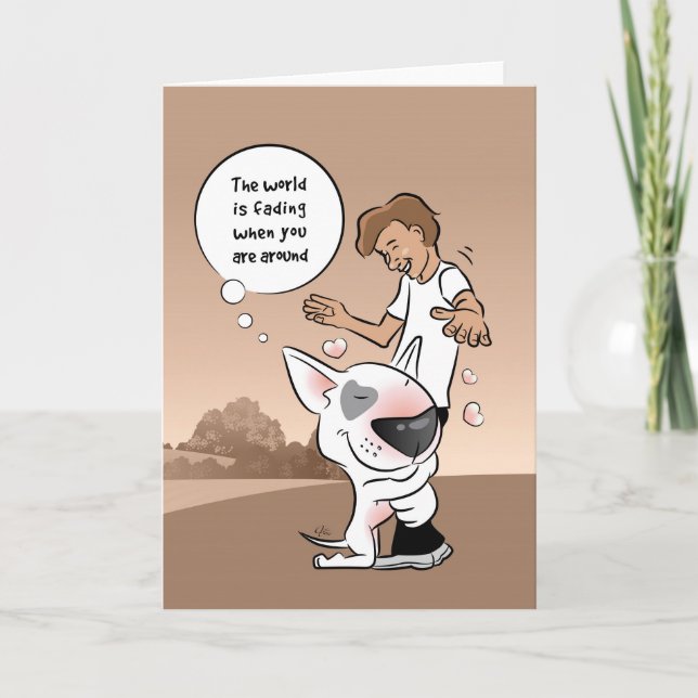 Bull Terrier Friendship Cartoon Greeting Card (Front)