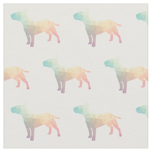 Bull Terrier Geometric Pattern Silhouette Pastel Fabric