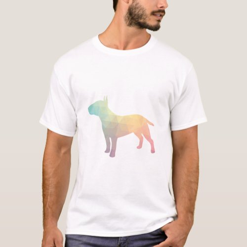 Bull Terrier Geometric Pattern Silhouette Pastel T_Shirt