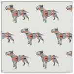 Bull Terrier Geometric Pattern Silhouette Plaid Fabric