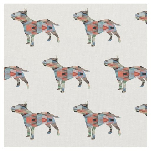 Bull Terrier Geometric Pattern Silhouette Plaid Fabric