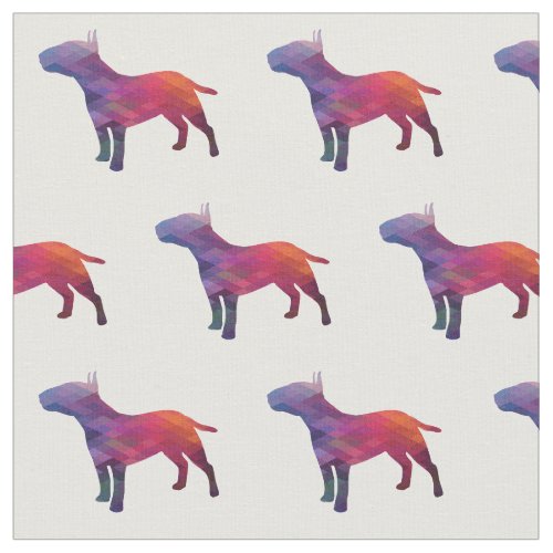Bull Terrier Geometric Pattern Silhouette Purple Fabric