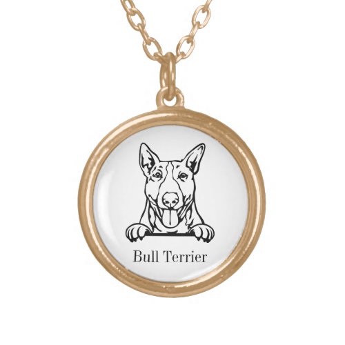 bull terrier gold plated necklace