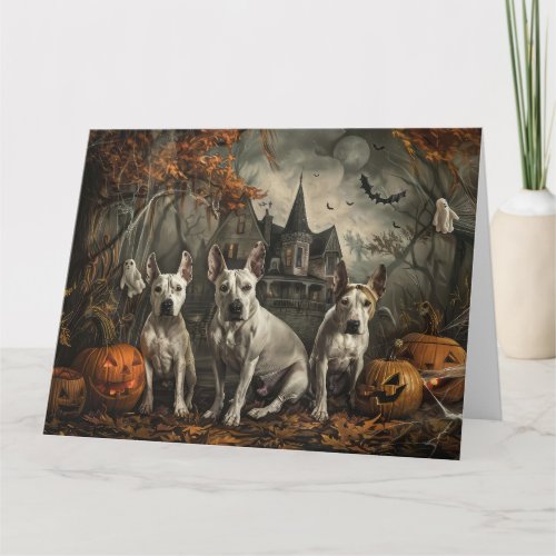 Bull Terrier Halloween Night Doggy Delight  Card