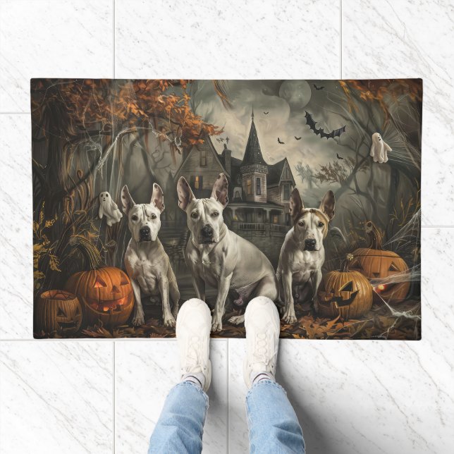 Bull Terrier Halloween Night Doggy Delight  Doormat (Indoor)
