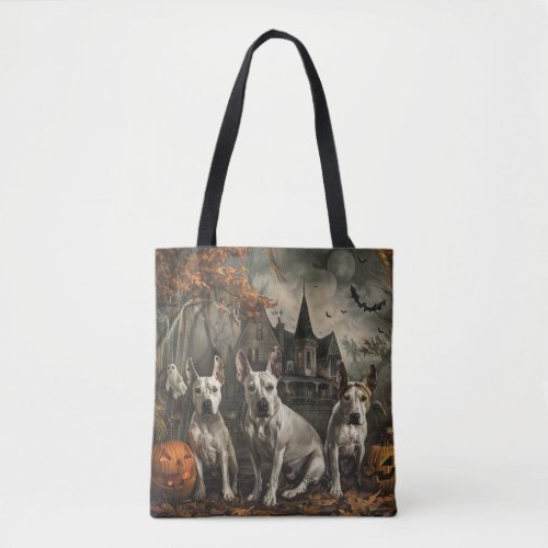 Bull Terrier Halloween Night Doggy Delight  Tote Bag