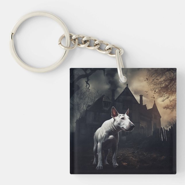 Bull Terrier Halloween Scary Keychain (Front)