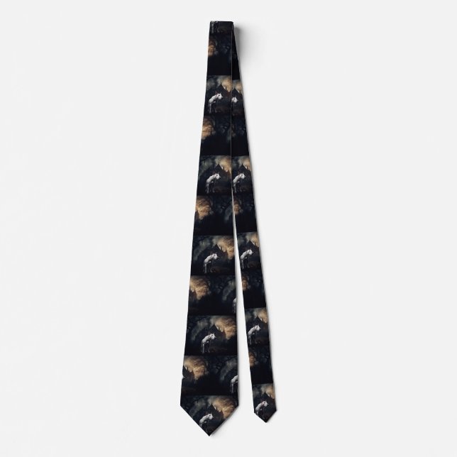 Bull Terrier Halloween Scary Neck Tie (Front)