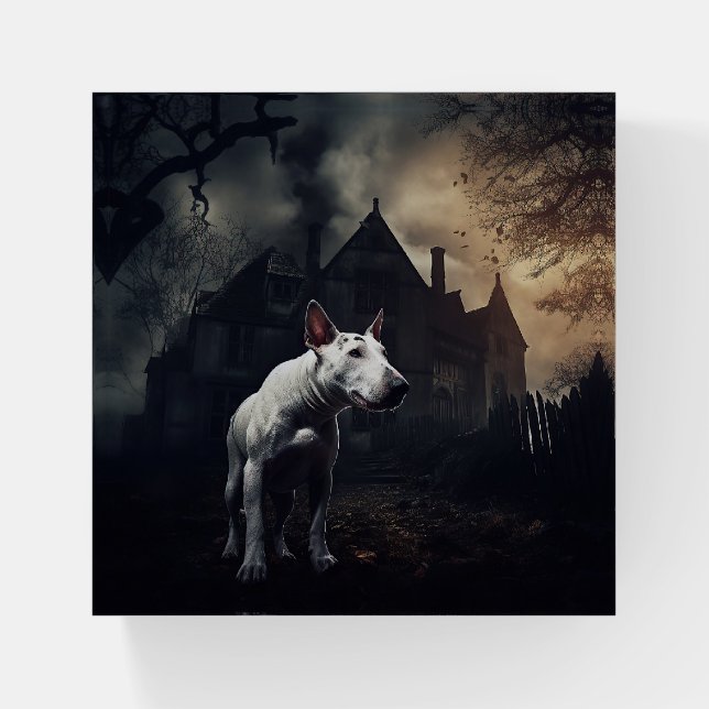 Bull Terrier Halloween Scary Paperweight (Front)