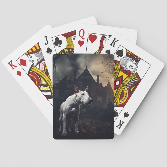 Bull Terrier Halloween Scary Poker Cards (Back)