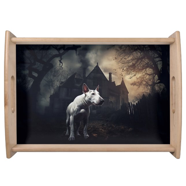 Bull Terrier Halloween Scary Serving Tray (Front)