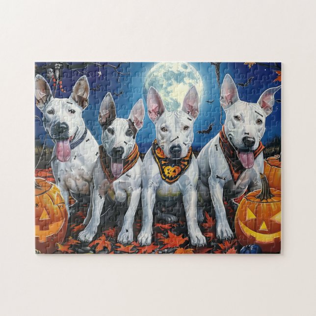 Bull Terrier Halloween Spooky  Jigsaw Puzzle (Horizontal)
