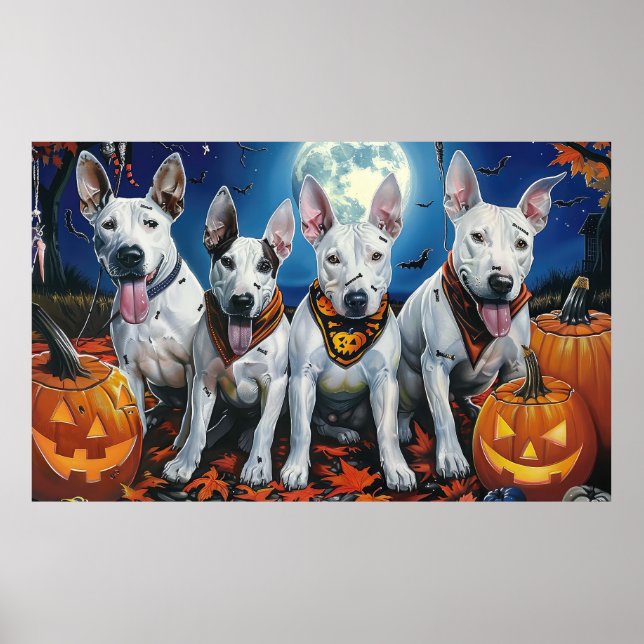 Bull Terrier Halloween Spooky  Poster (Front)