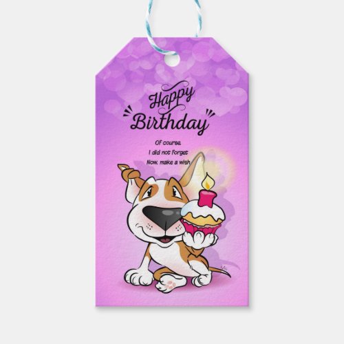 Bull Terrier Happy Belated Birthday Gift Tag