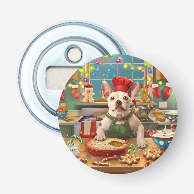 Bull Terrier Holiday Baking: Festive Christmas Bottle Opener (Front)