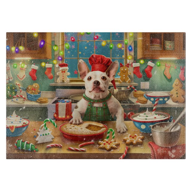 Bull Terrier Holiday Baking: Festive Christmas Cutting Board (Front)