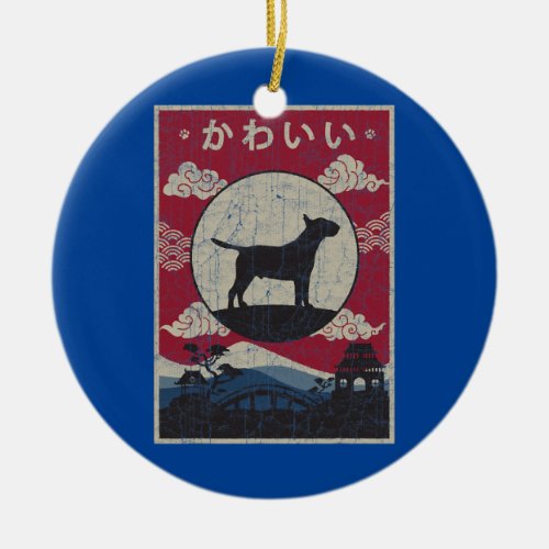 Bull Terrier Japanese Design Kawaii Dog Mom Dad  Ceramic Ornament