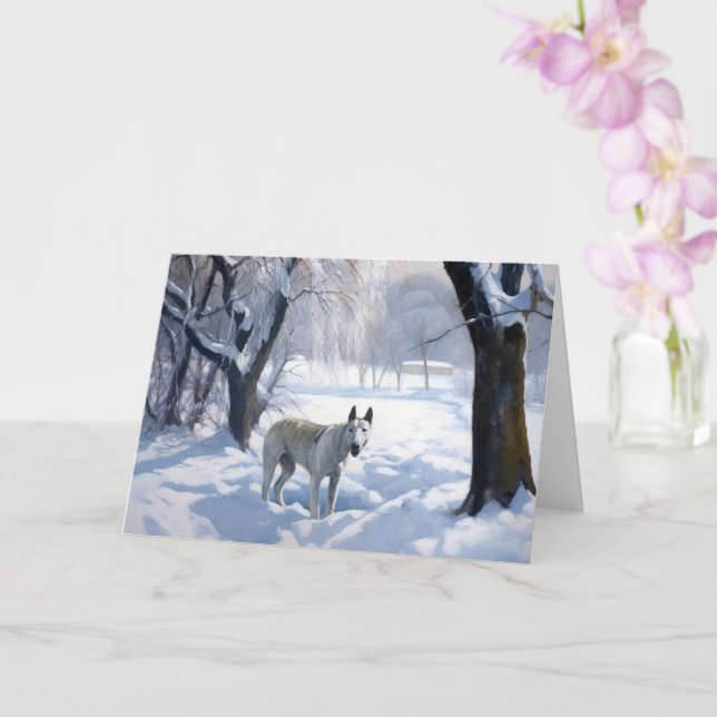 Bull Terrier Let It Snow Christmas  Card (Orchid)