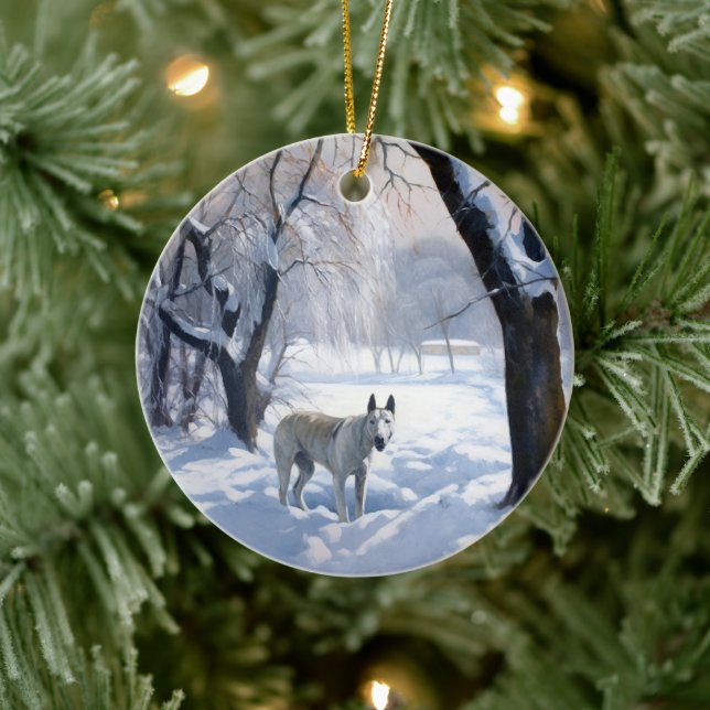 Bull Terrier Let It Snow Christmas  Ceramic Ornament (Tree)
