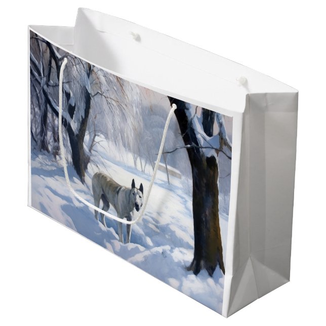 Bull Terrier Let It Snow Christmas  Large Gift Bag (Front Angled)