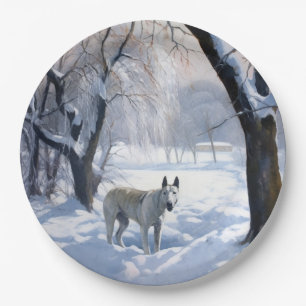 Bull Terrier Let It Snow Christmas  Paper Plates