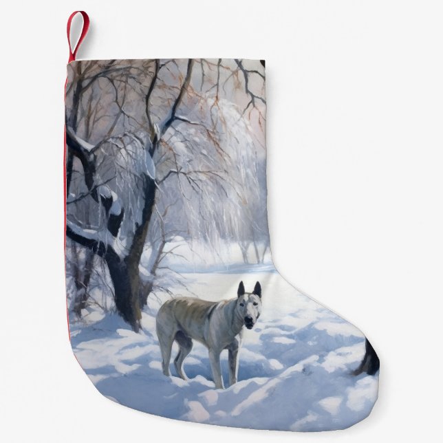 Bull Terrier Let It Snow Christmas  Small Christmas Stocking (Front)