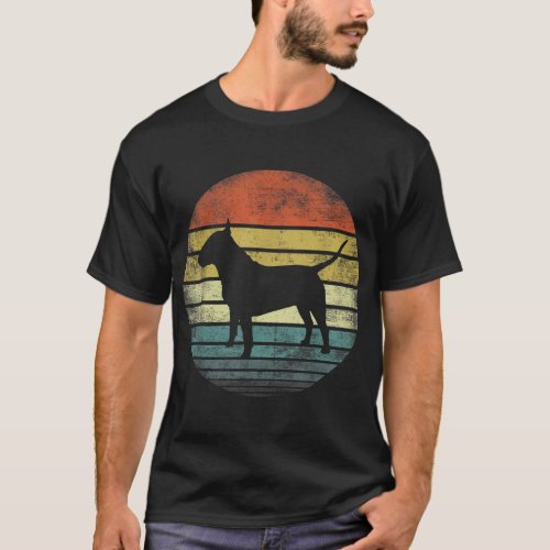 Bull Terrier Lover Owner Gifts Retro Sunset Dog Mo T_Shirt