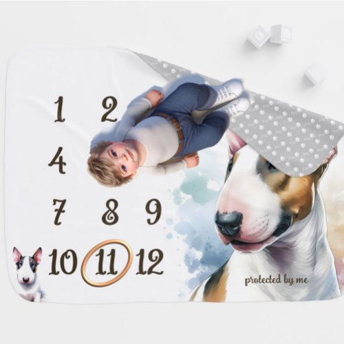 Bull Terrier Milestone Baby Blanket