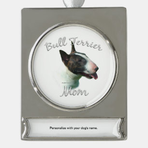 Bull Terrier Mom 2 Silver Plated Banner Ornament