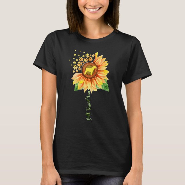 Bull Terrier Mom Sunflower for Bull Terrier T-Shirt (Front)
