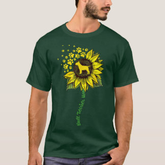 Bull Terrier Mom Sunflower Paw Floral Dog Owner Ma T-Shirt