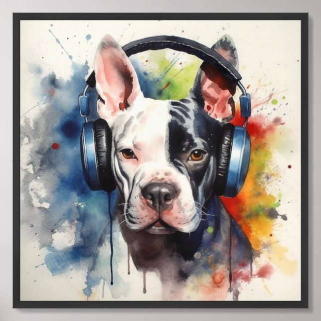 Bull Terrier Music Factory Framed Art (Framed Front)