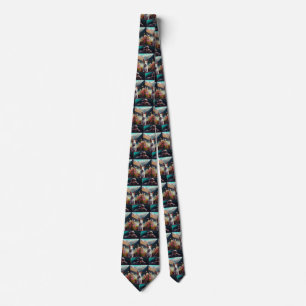 Bull Terrier on a Paddle: A Scenic Adventure Neck Tie