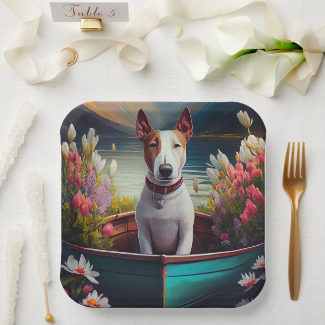 Bull Terrier on a Paddle: A Scenic Adventure Paper Plates (Wedding)