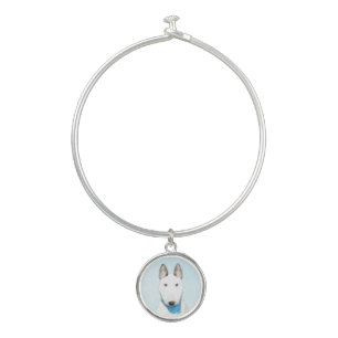Bull Terrier Painting - Cute Original Dog Art Bangle Bracelet