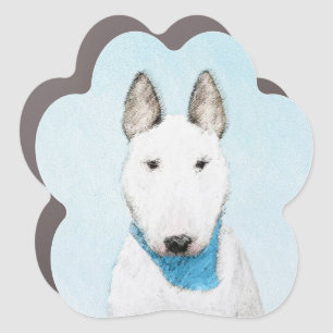 Bull Terrier Painting - Cute Original Dog Art Car Magnet