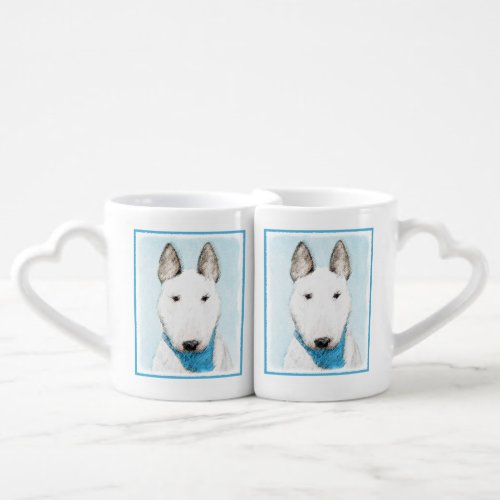 Bull Terrier Painting _ Cute Original Dog Art Coffee Mug Set