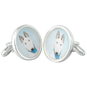Bull Terrier Painting - Cute Original Dog Art Cufflinks