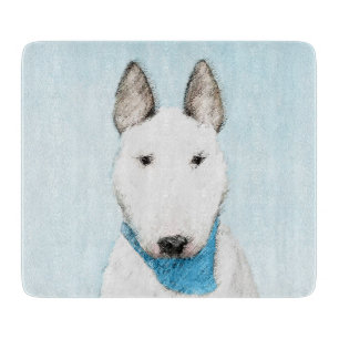 Bull Terrier Painting - Cute Original Dog Art Cutting Board