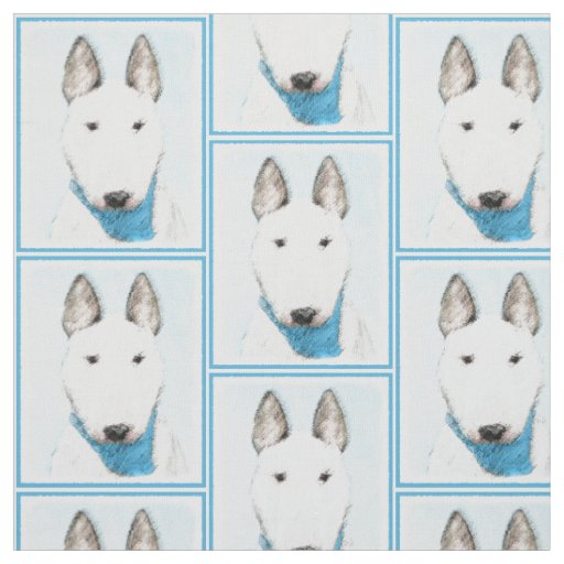 Bull Terrier Painting - Cute Original Dog Art Fabric