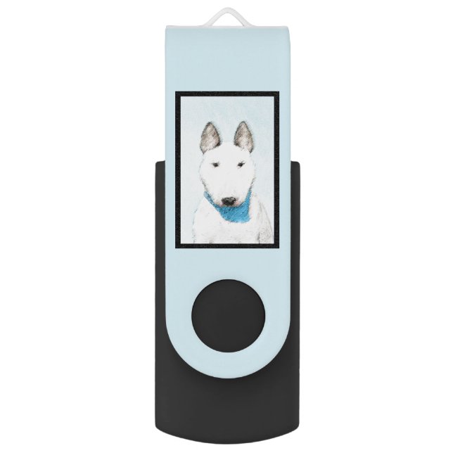 Bull Terrier Painting - Cute Original Dog Art Flash Drive (Back (Vertical))