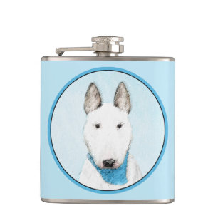 Bull Terrier Painting - Cute Original Dog Art Flask