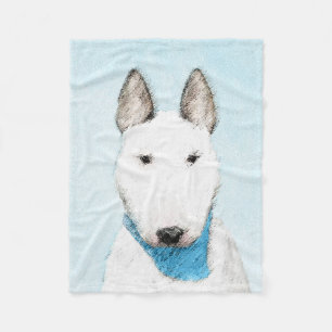 Bull Terrier Painting - Cute Original Dog Art Fleece Blanket