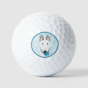 Bull Terrier Painting - Cute Original Dog Art Golf Balls