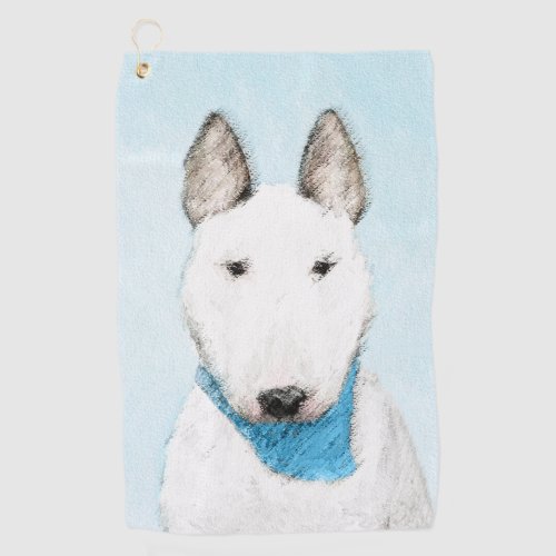 Bull Terrier Painting _ Cute Original Dog Art Golf Towel