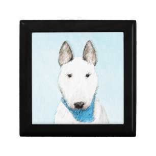 Bull Terrier Painting - Cute Original Dog Art Jewelry Box