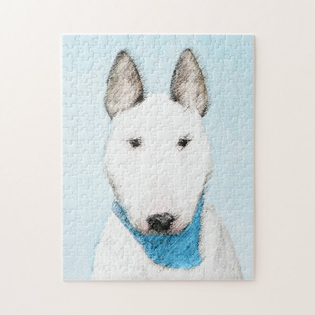 Bull Terrier Painting - Cute Original Dog Art Jigsaw Puzzle (Vertical)