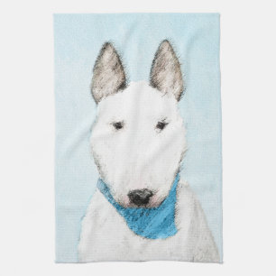 Bull Terrier Painting - Cute Original Dog Art Kitchen Towel